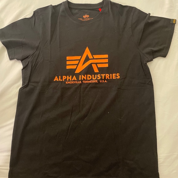 ORANGE/BLACK TSHIRT ALPHA INDUSTRIES - Picture 1 of 1